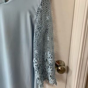 Alya light blue dress. Crochet sleeves.